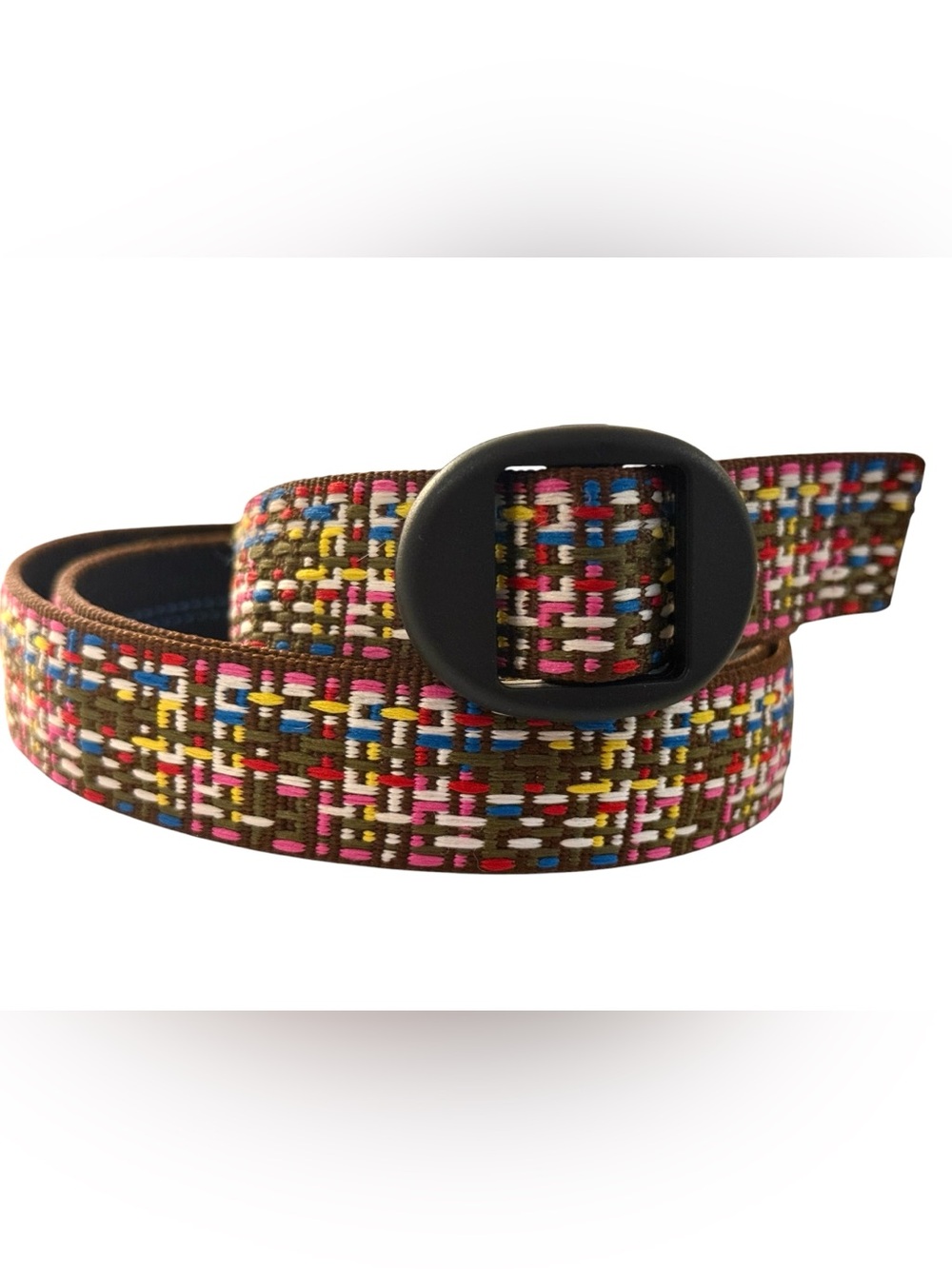 Vintage Woven Multicolor Pattern Women's Belt Medium Cottagecore Summer